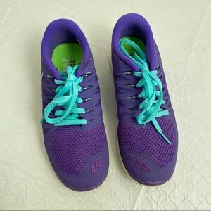 Nike Free Hyper Grape and Aqua running sneakers 7